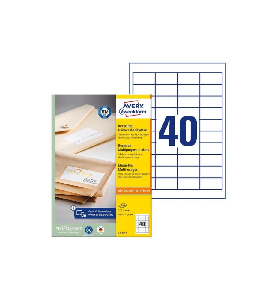 AVERY - Zweckform Étiquettes universelles LR3657 48.5 x 25.4 mm, 100 feuille