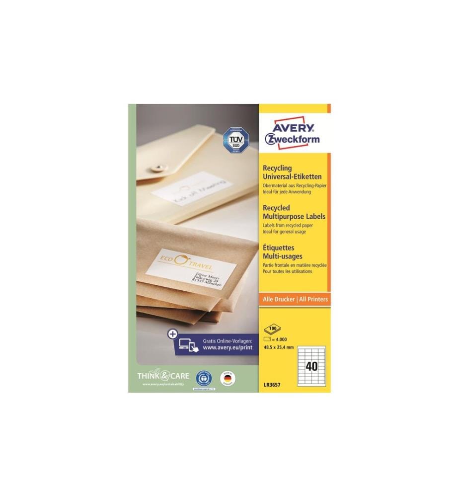AVERY - Zweckform Étiquettes universelles LR3657 48.5 x 25.4 mm, 100 feuille