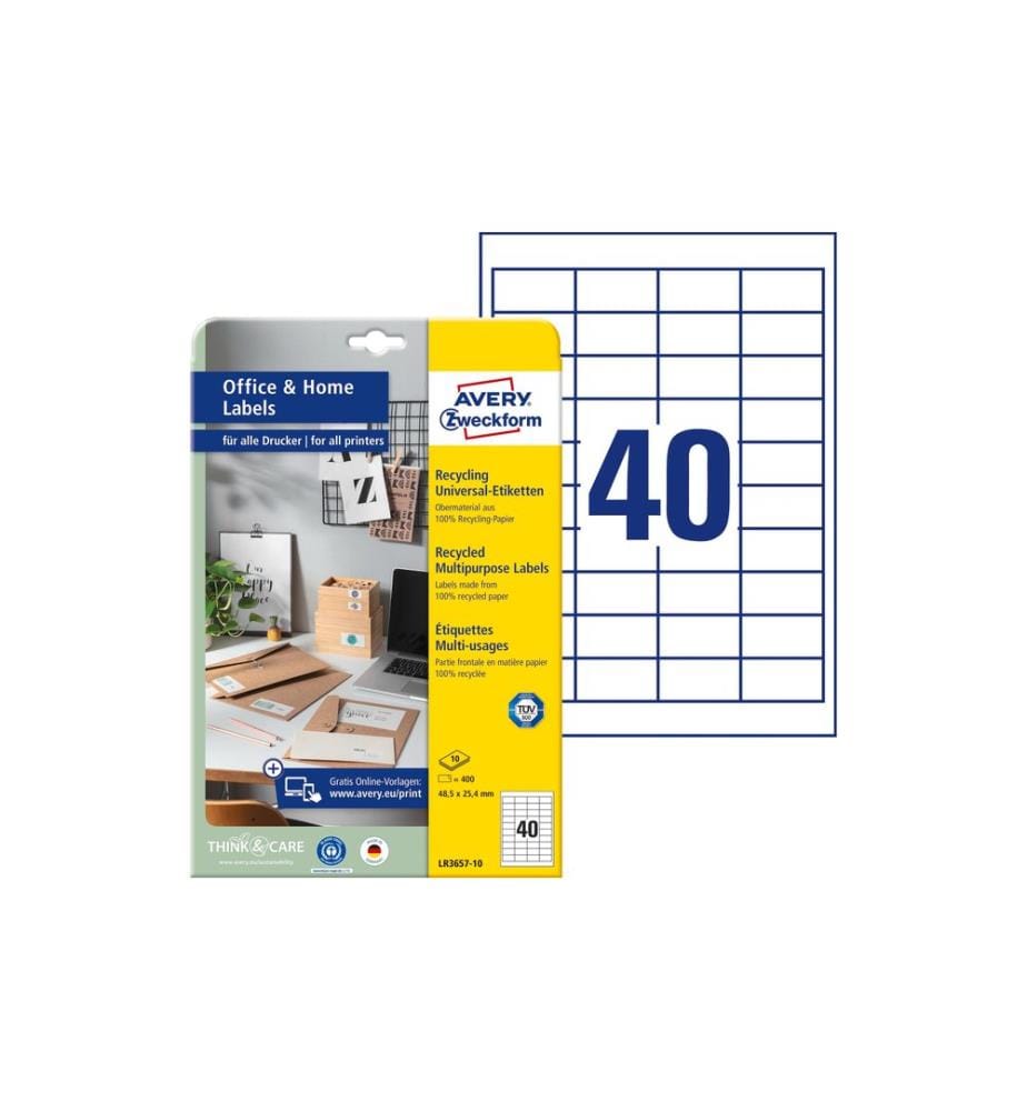 AVERY - Zweckform Étiquettes universelles LR3657 48.5 x 25.4 mm, 10 feuille