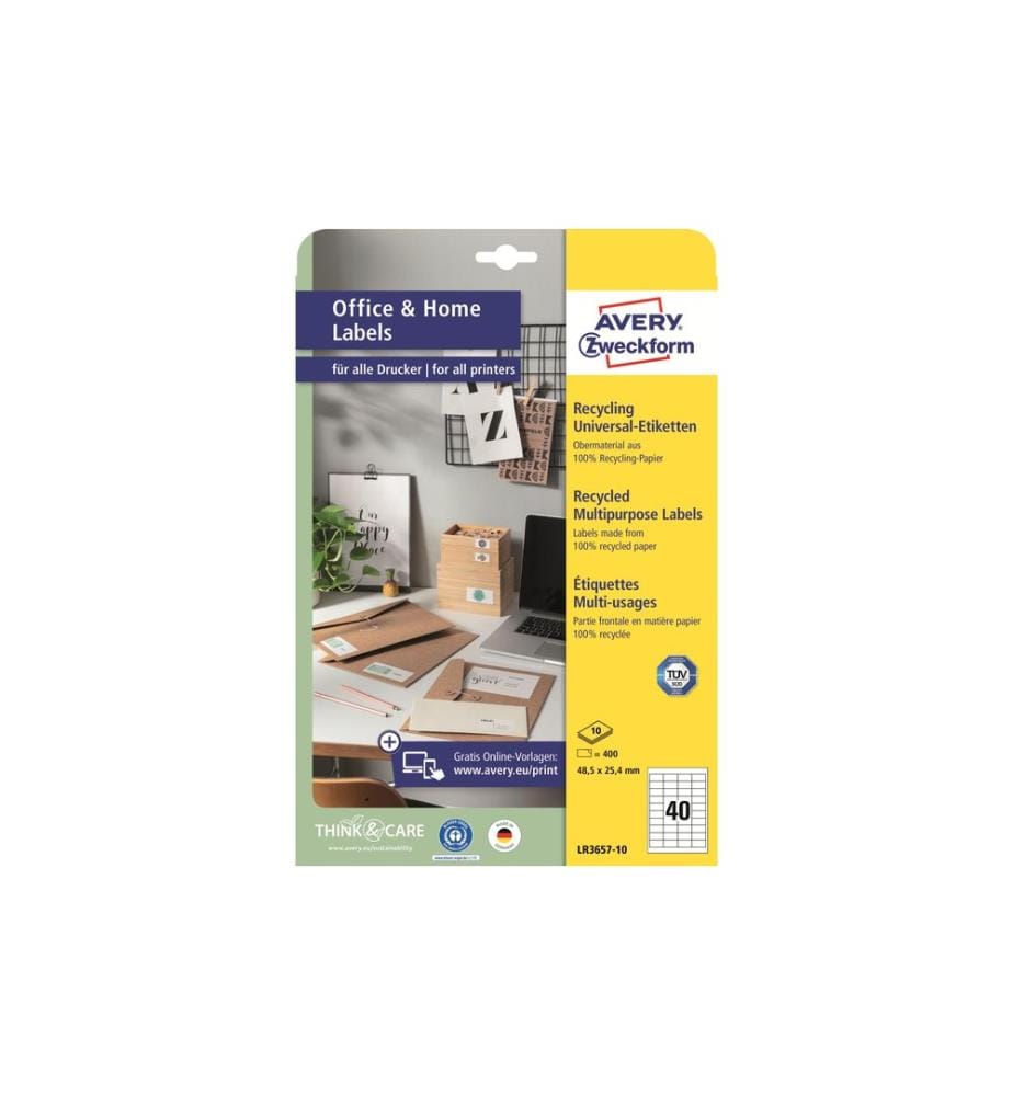 AVERY - Zweckform Étiquettes universelles LR3657 48.5 x 25.4 mm, 10 feuille