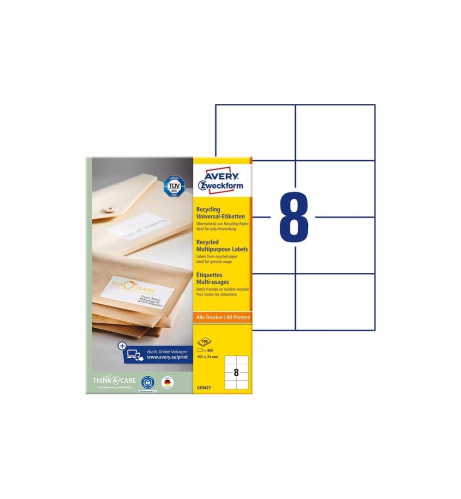 AVERY - Zweckform Étiquettes universelles LR3427 105 x 74 mm, 100 feuille