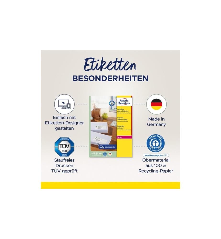 AVERY - Zweckform Étiquettes d'adresse 99.1 x 42.3 mm, 100 feuille