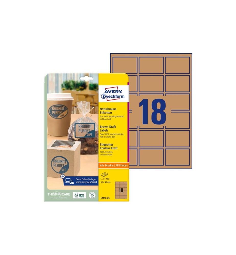 AVERY - Zweckform Étiquettes universelles 62 x 42 mm, 25 feuille
