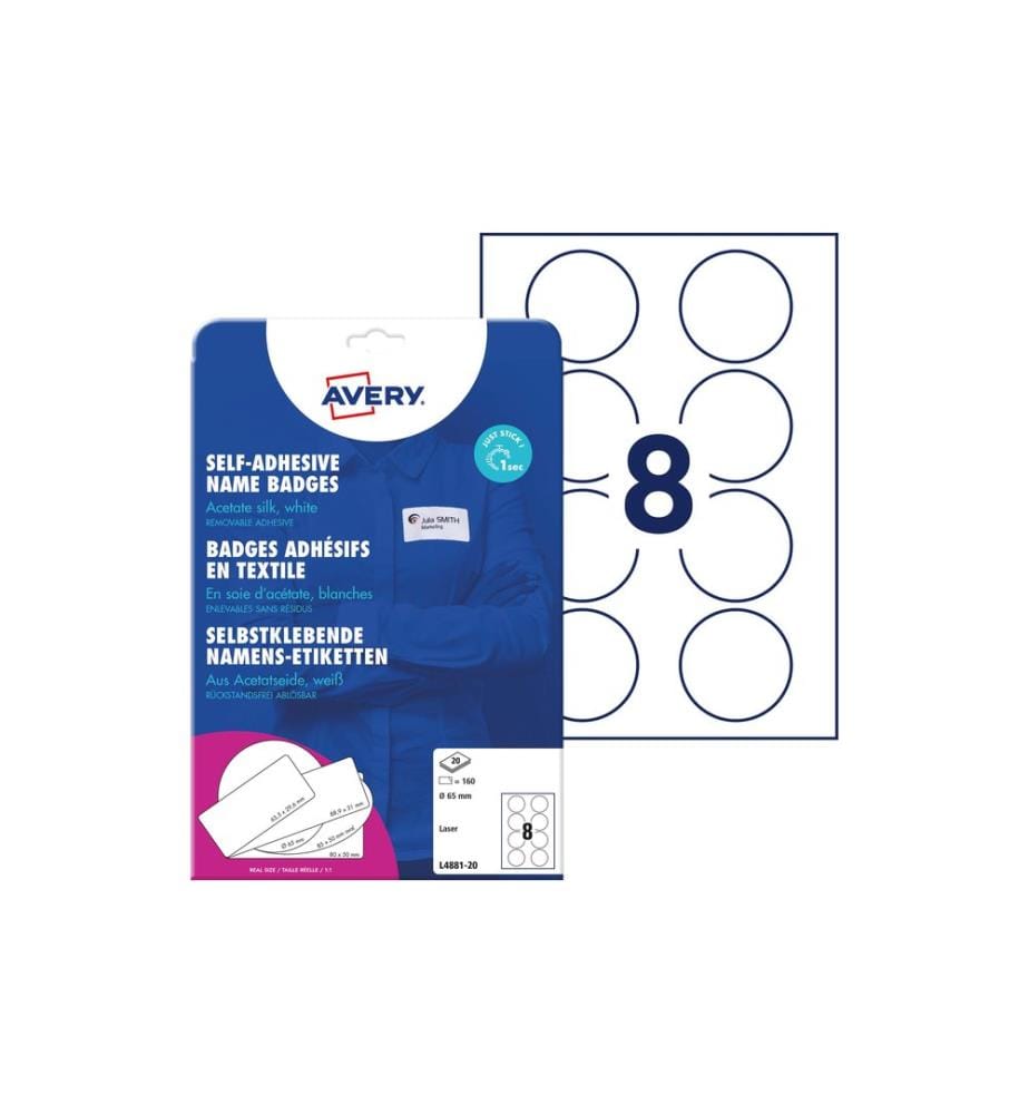 AVERY - Zweckform Étiquettes porte-noms Ø 65 mm, 20 feuilles