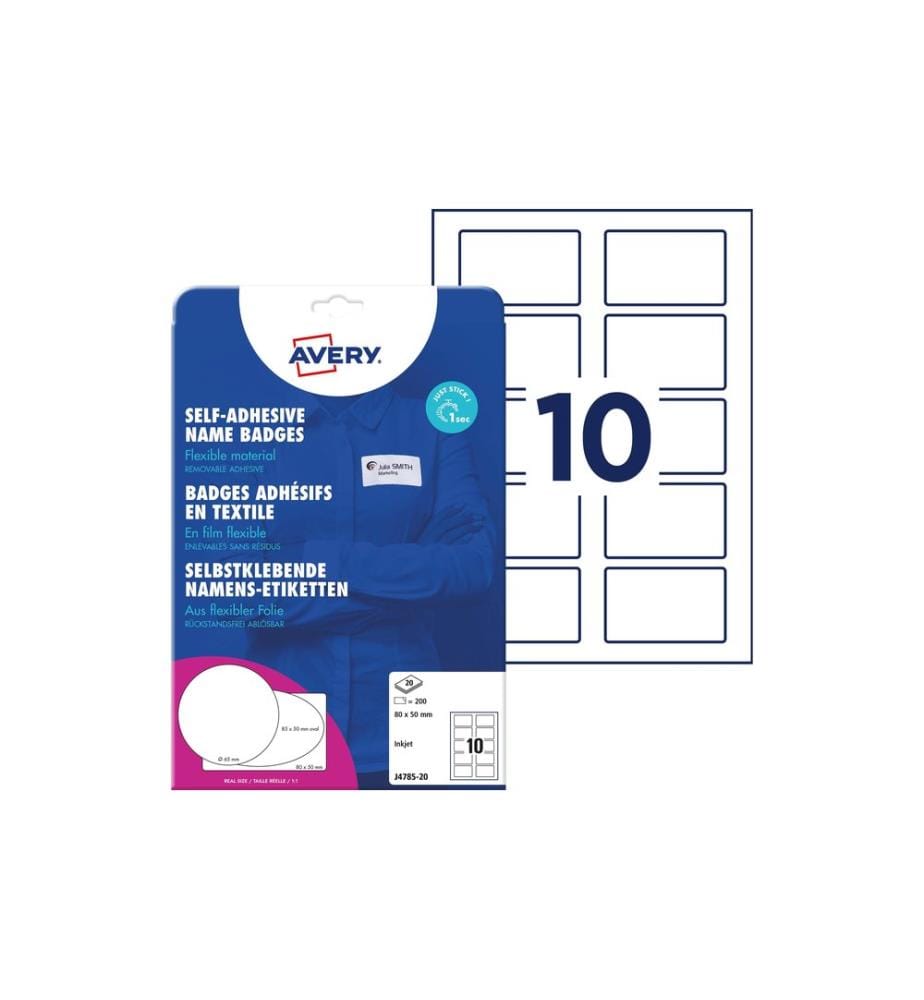AVERY - Zweckform Étiquettes porte-noms 80 x 50 mm, 20 feuille