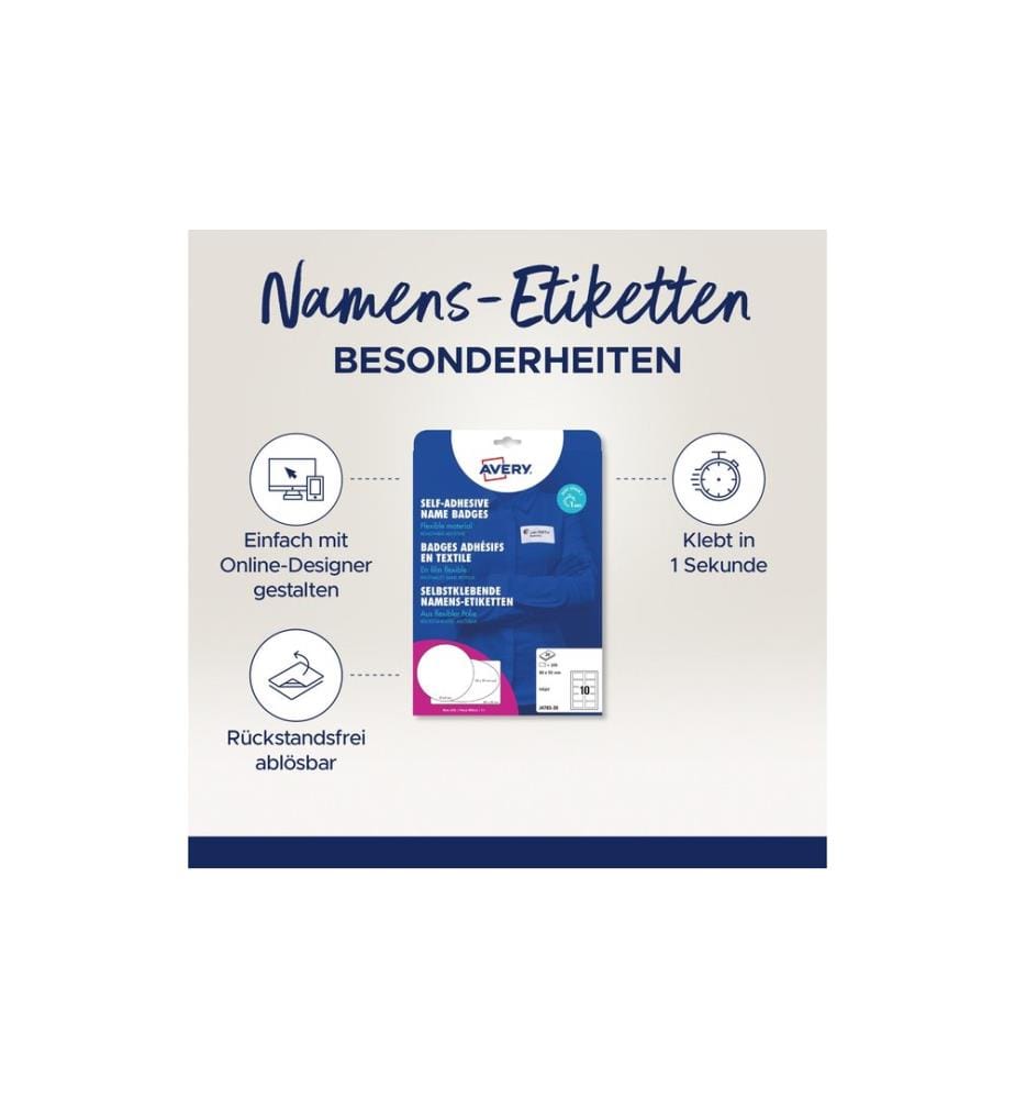 AVERY - Zweckform Étiquettes porte-noms 80 x 50 mm, 20 feuille