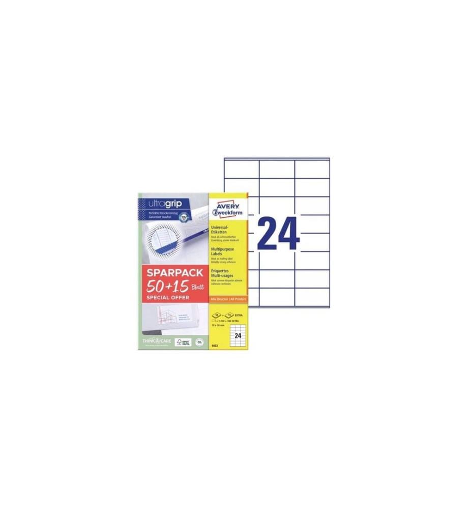 AVERY - Zweckform Universal-Etiketten 70 x 36 mm, 1560 Etiketten / 65 Bogen