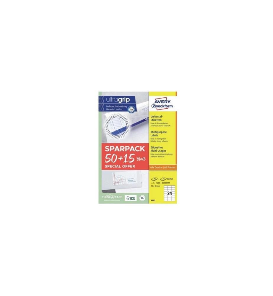 AVERY - Zweckform Universal-Etiketten 70 x 36 mm, 1560 Etiketten / 65 Bogen
