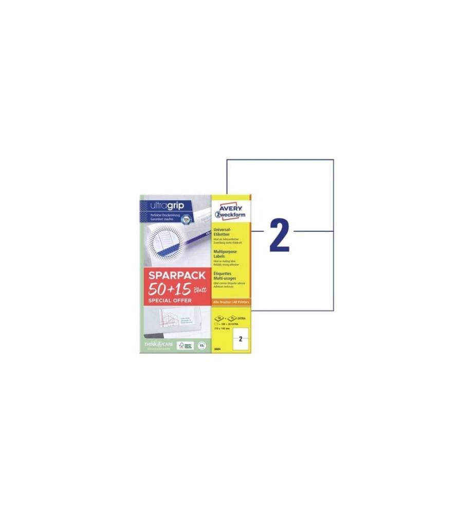 AVERY - Zweckform Universal-Etiketten 210 x 148 mm,130 Etiketten / 65 Bogen