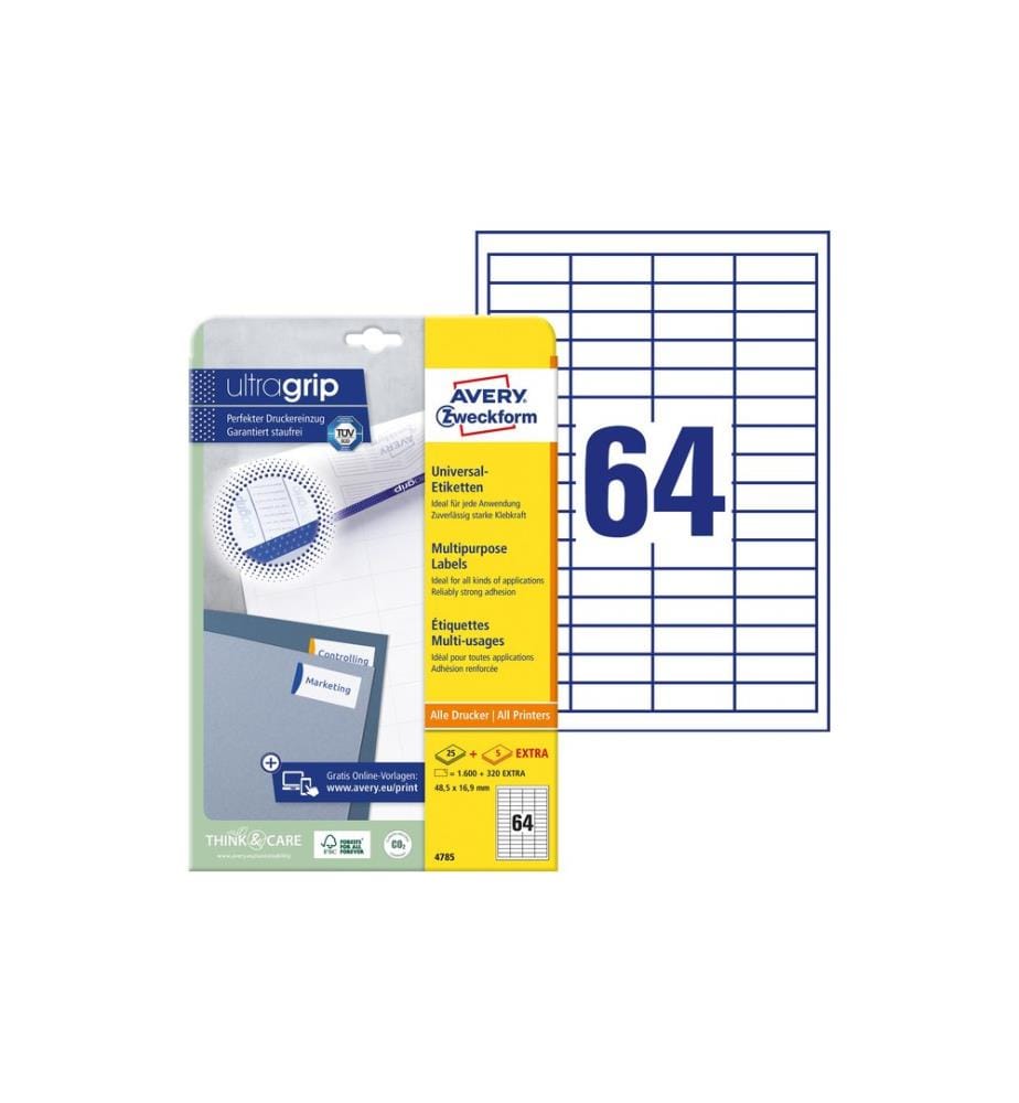 AVERY - Zweckform Étiquettes universelles 4785, 48.5 x 16.9 mm, 30 feuille