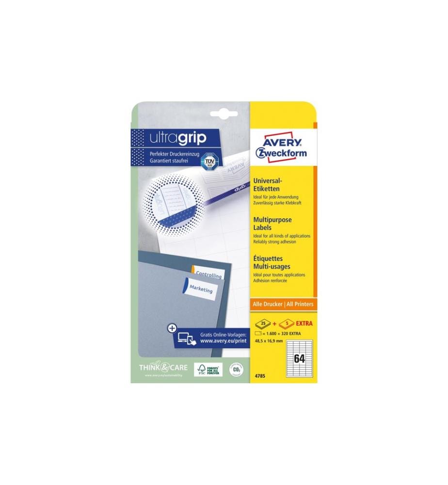 AVERY - Zweckform Étiquettes universelles 4785, 48.5 x 16.9 mm, 30 feuille