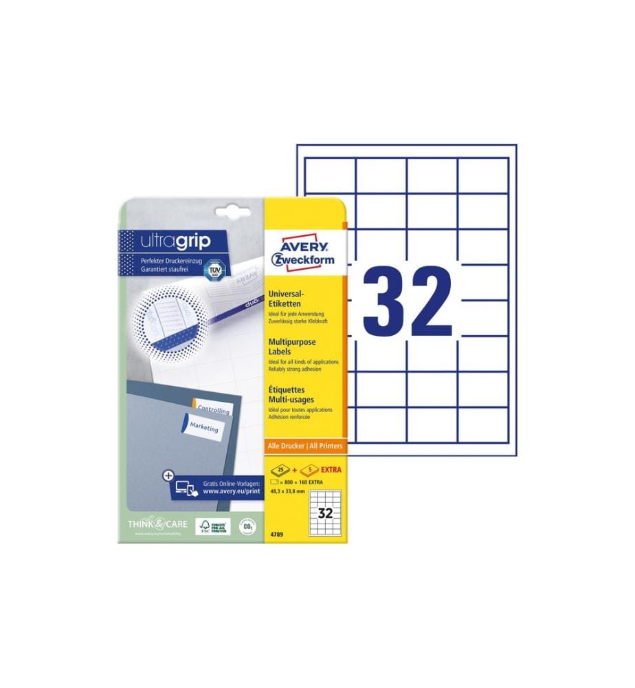 AVERY - Zweckform Étiquettes universelles 4789, 48.3 x 33.8 mm, 30 feuille