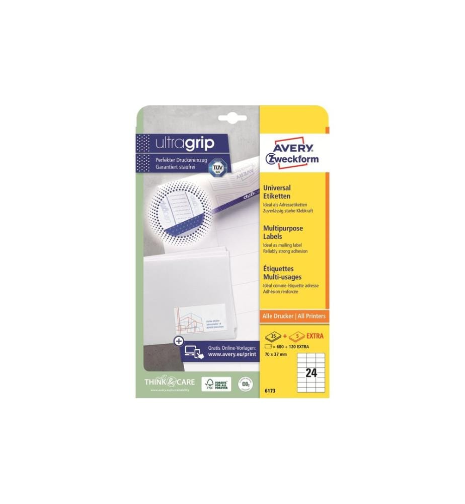 AVERY - Zweckform Étiquettes universelles 6173 70 x 37 mm, 25 feuille