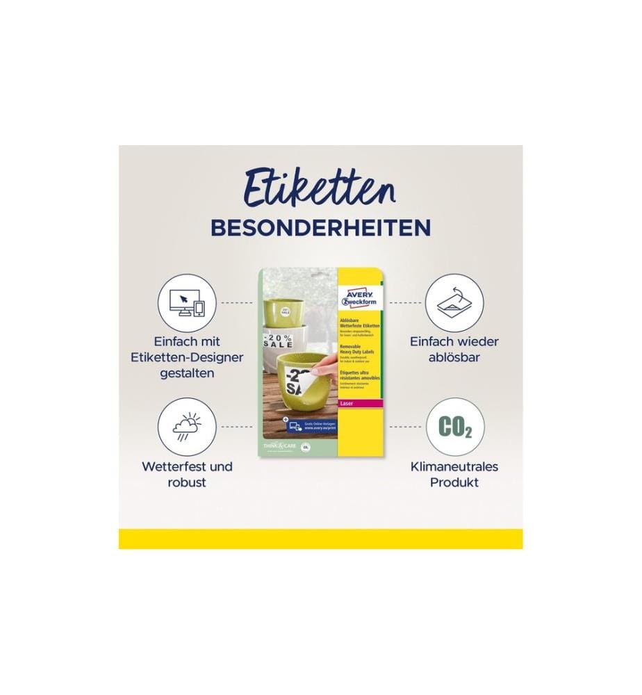 AVERY - Zweckform Étiquettes universelles L4774REV Résistant aux intempéries
