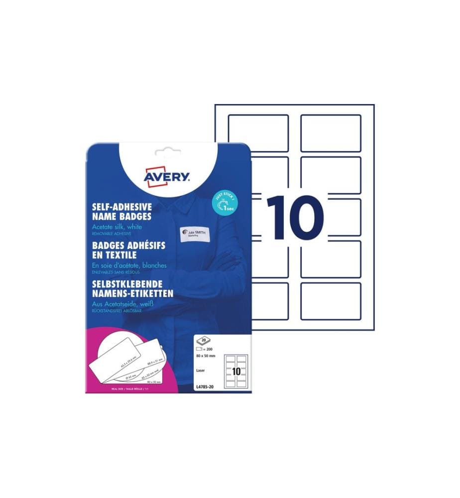 AVERY - Zweckform Étiquettes porte-noms L4785-20 80 x 50 mm