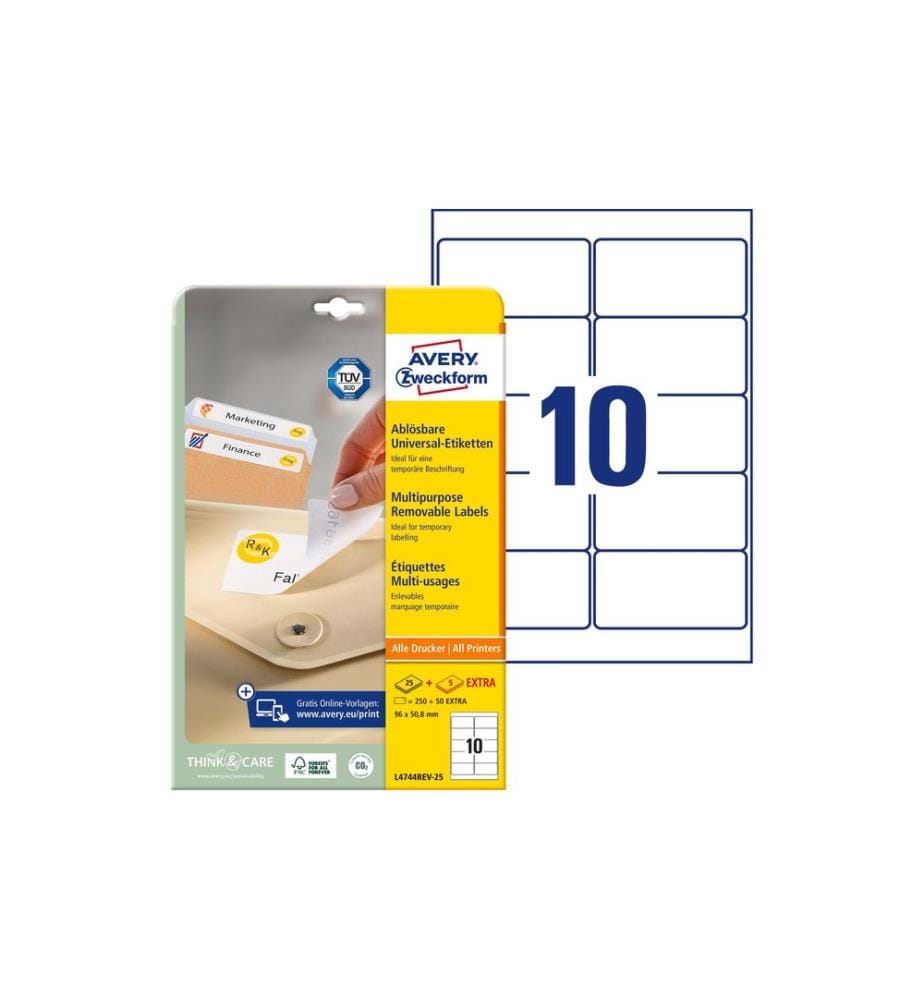 AVERY - Zweckform Étiquettes universelles Stick + Lift 96 x 50.8 mm, 30 feuille