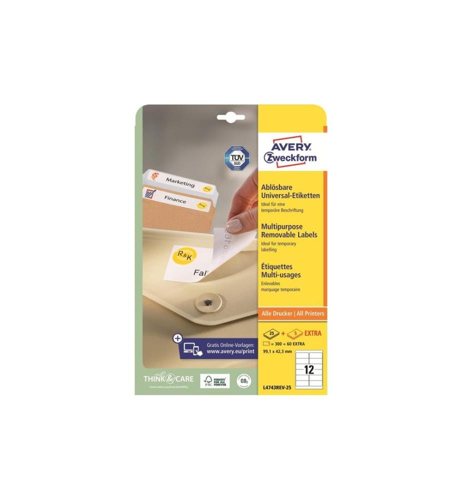 AVERY - Zweckform Étiquettes universelles Stick + Lift 99.1 mm, 30 feuille