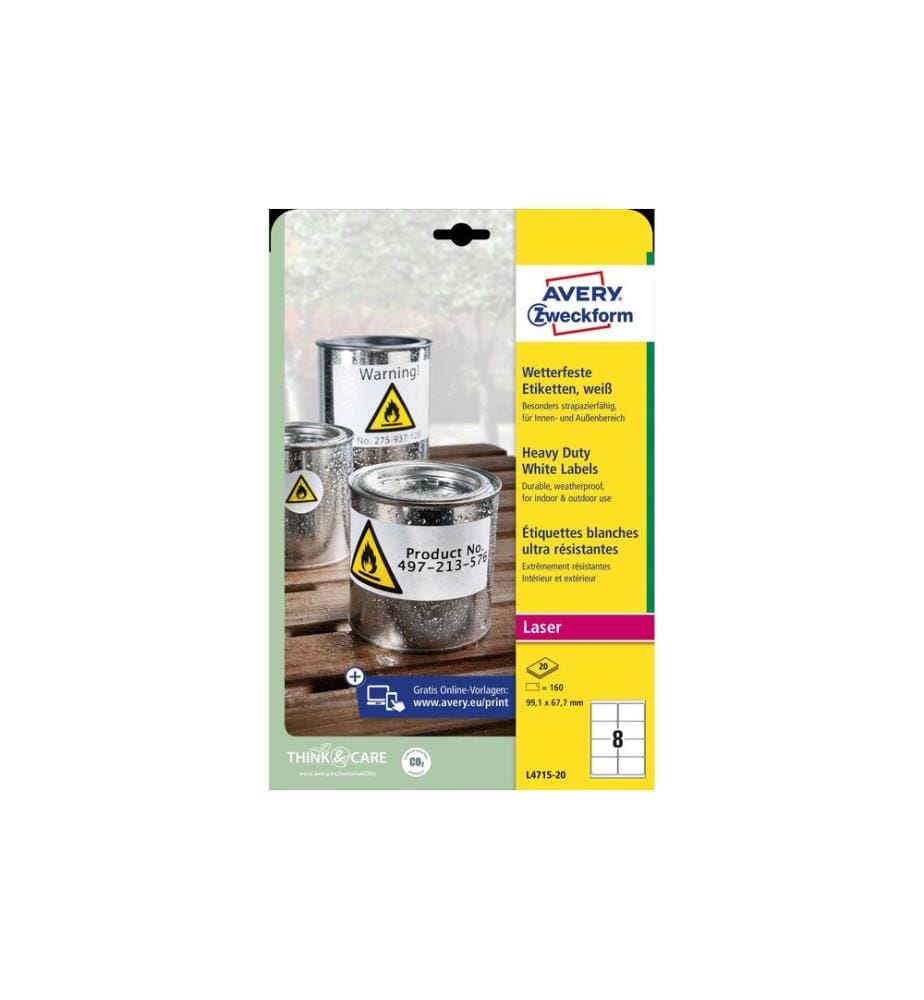 AVERY - Zweckform Étiquettes universelles L4715-20 Résistant aux intempéries
