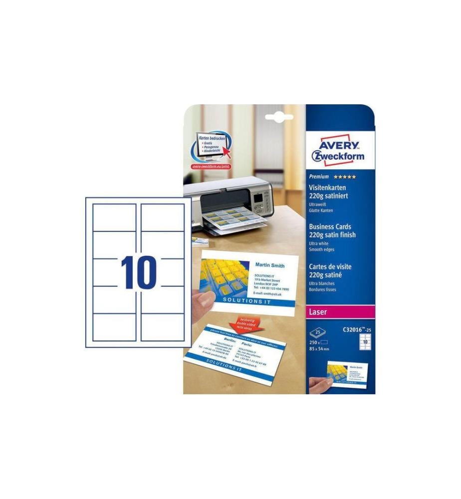 AVERY - Zweckform Étiquettes de cartes de visite 220 g/m², 250 cartes