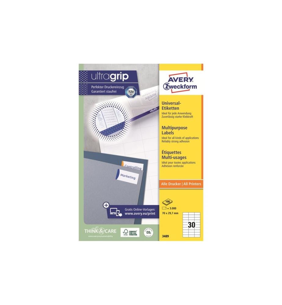 AVERY - Zweckform Étiquettes universelles 3489 70 x 29.7 mm, 100 feuille
