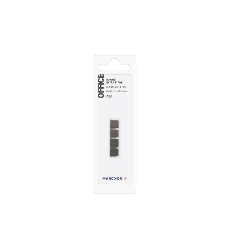 Office - Aimant Extra strong carré, 4 pièces
