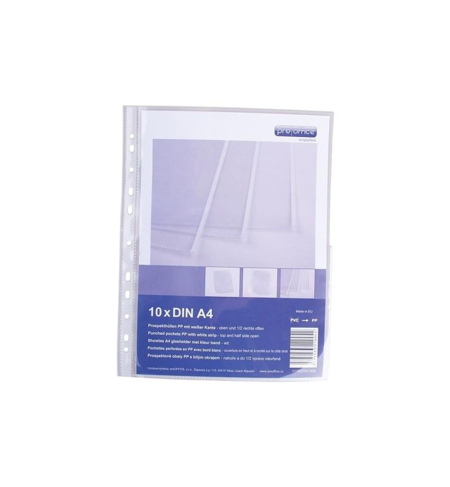 ProOffice - Pochette de présentation A4, Transparent/Blanc, 10 pièces