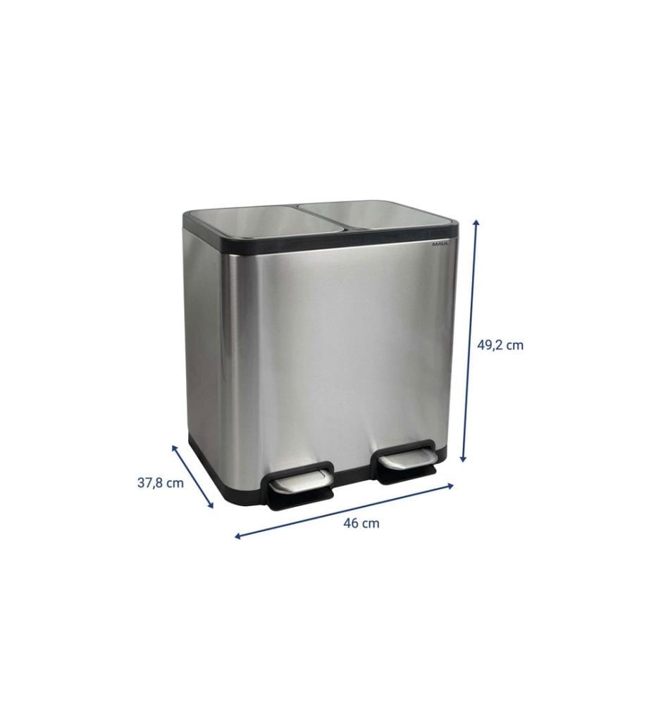 MAUL - Abfalleimer Cycle 20 + 20 l, Schwarz/Silber