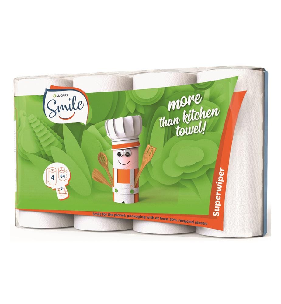 12 x Asciugamani da cucina Smile 4x64 fogli a 3 strati