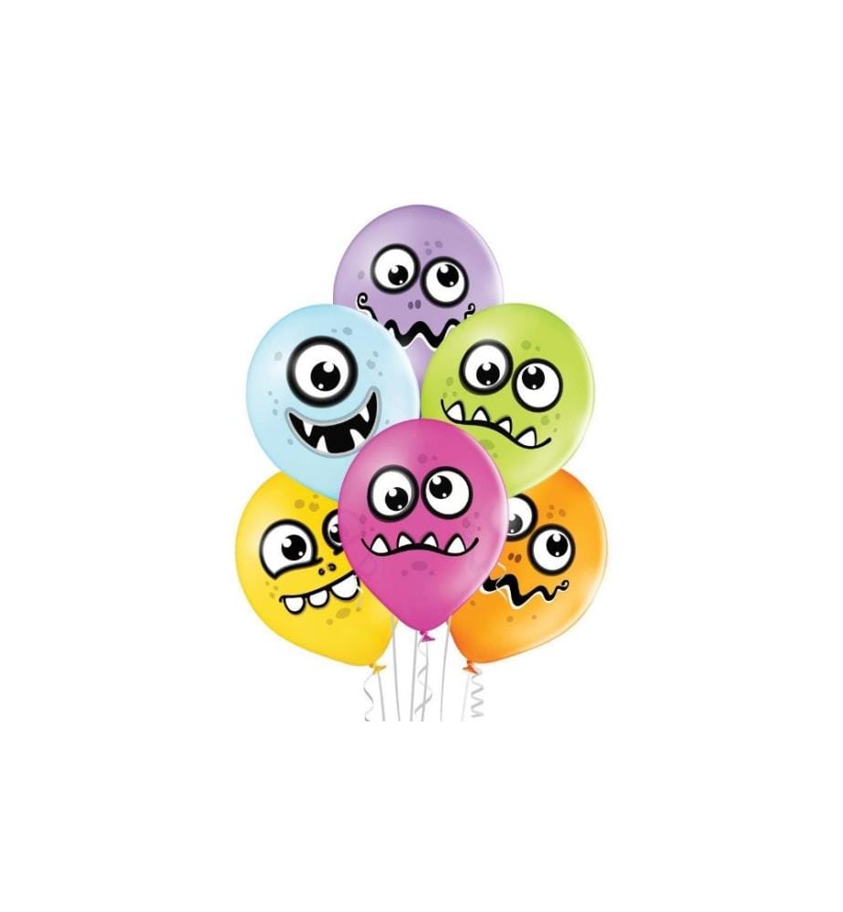BELBAL - Luftballon Funny Monsters Mehrfarbig, Ø 30 cm, 50 Stück
