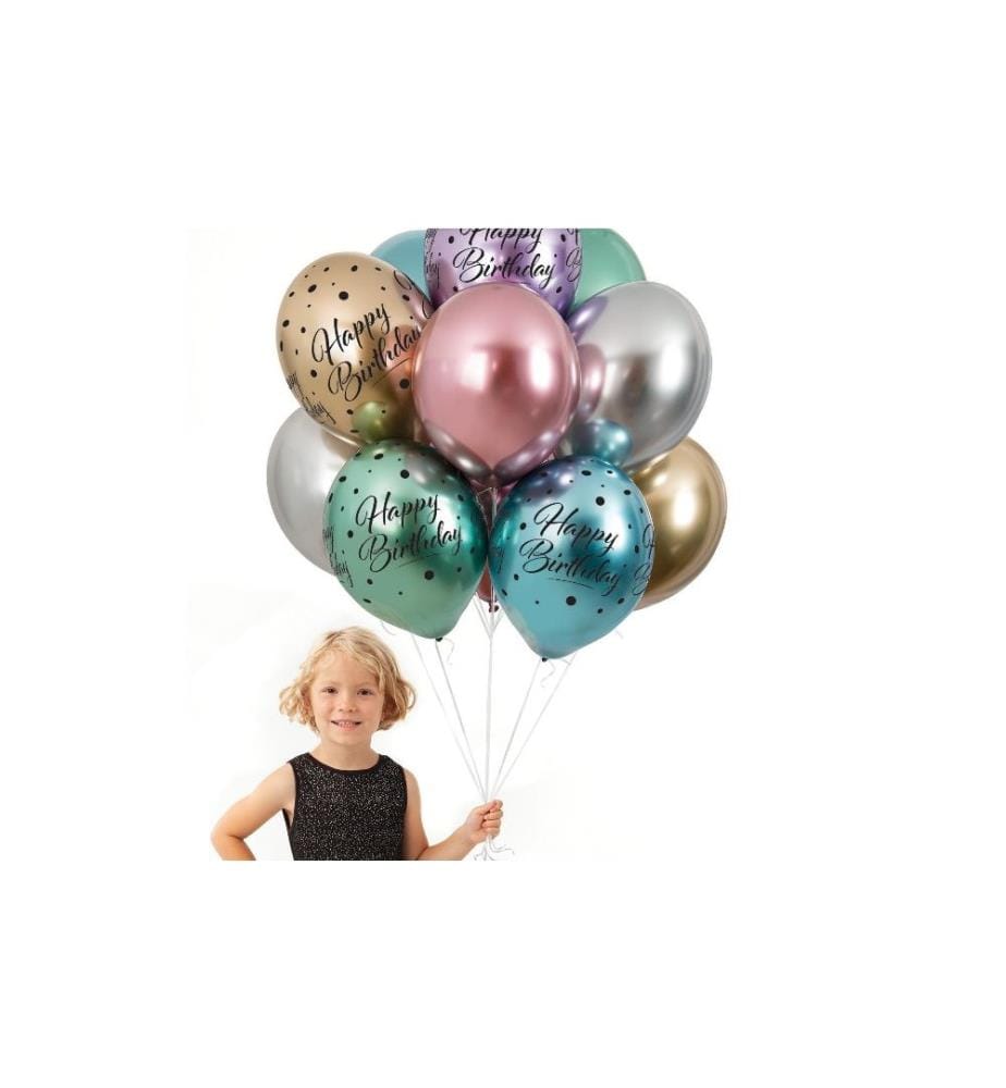BELBAL - Luftballon Happy Birthday Mehrfarbig , Ø 30 cm, 50 Stück