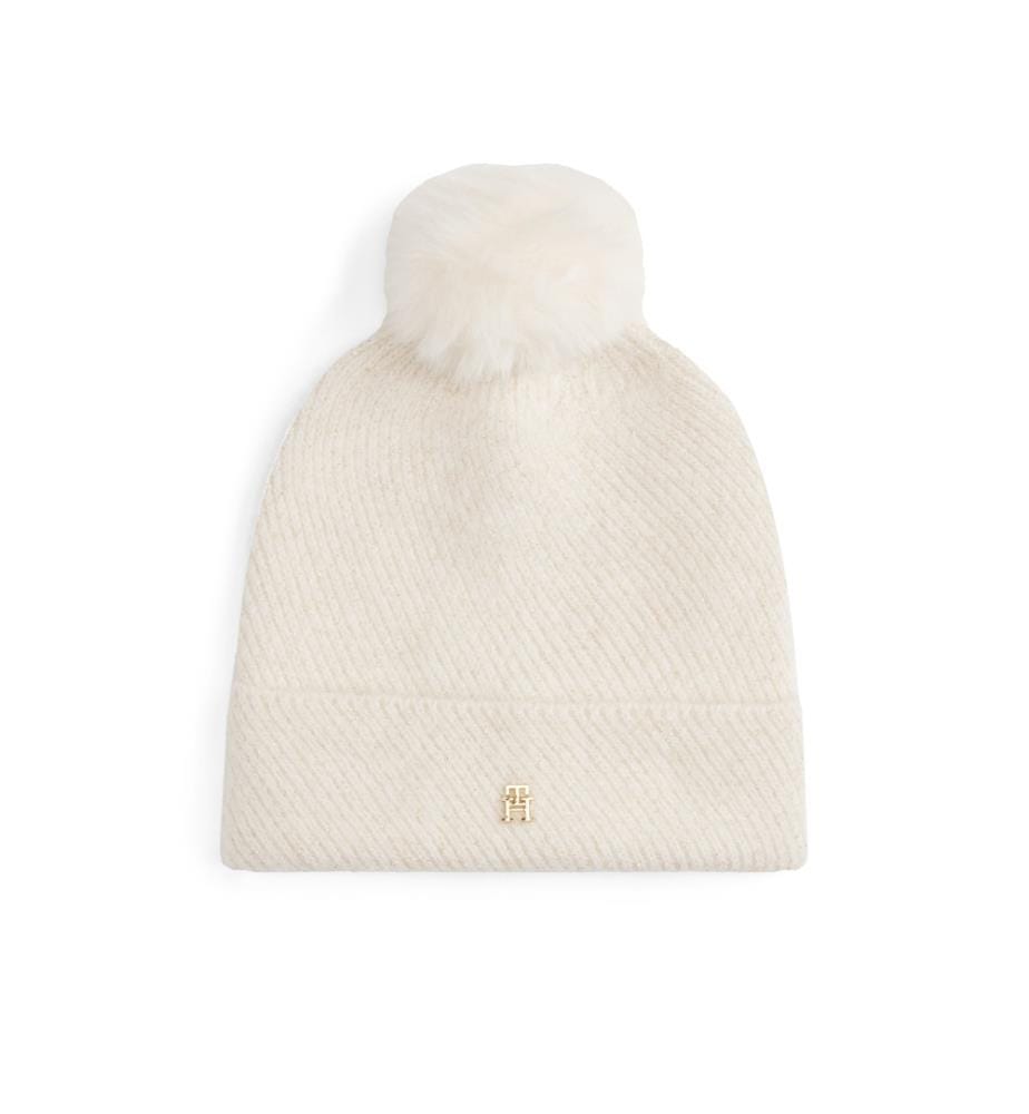 Cappello chic in filo metallico con pompon - Bianco