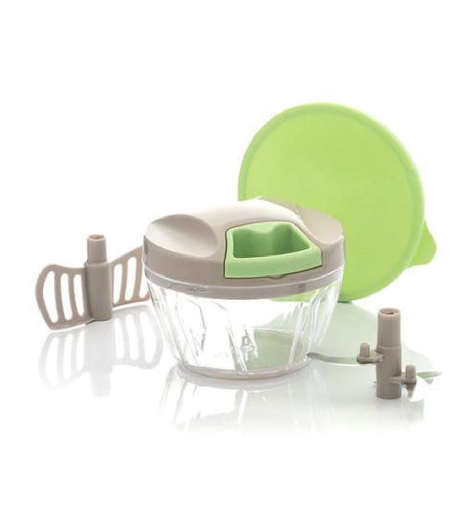 Mini hachoir manuel avec cordelette Spinop - Vert et Gris