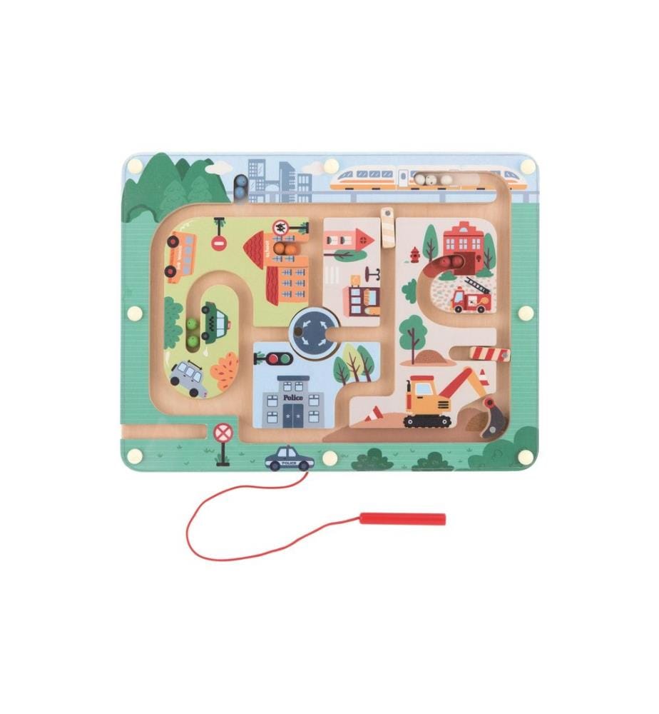 SPIELBA - Holzspielwaren Jeu magnétique du labyrinthe urbain