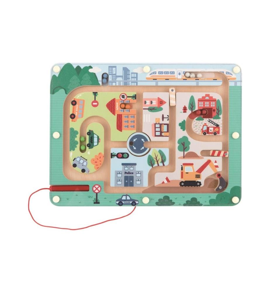 SPIELBA - Holzspielwaren Jeu magnétique du labyrinthe urbain
