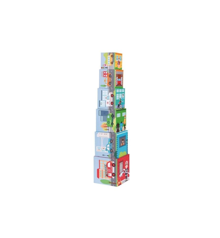 SPIELBA - Holzspielwaren Tour d'empilage avec 6 voitures