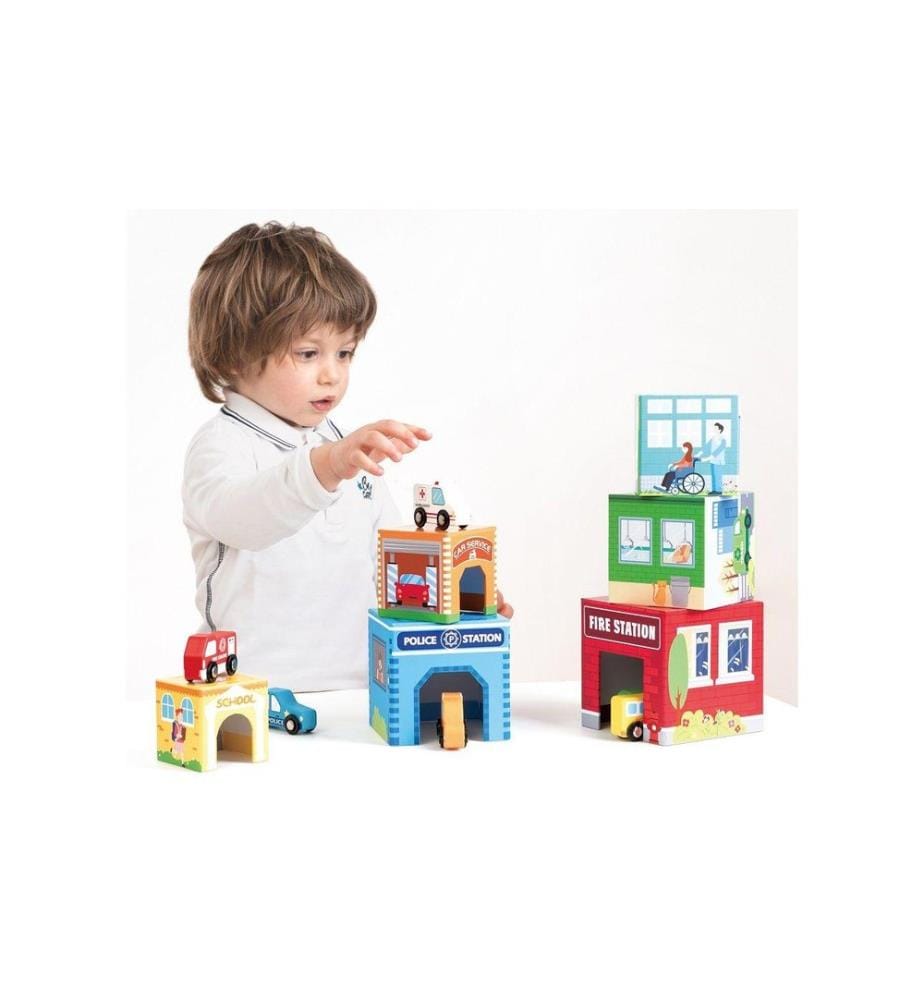 SPIELBA - Holzspielwaren Tour d'empilage avec 6 voitures