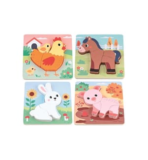 SPIELBA - Holzspielwaren Set de puzzle avec 4 animaux