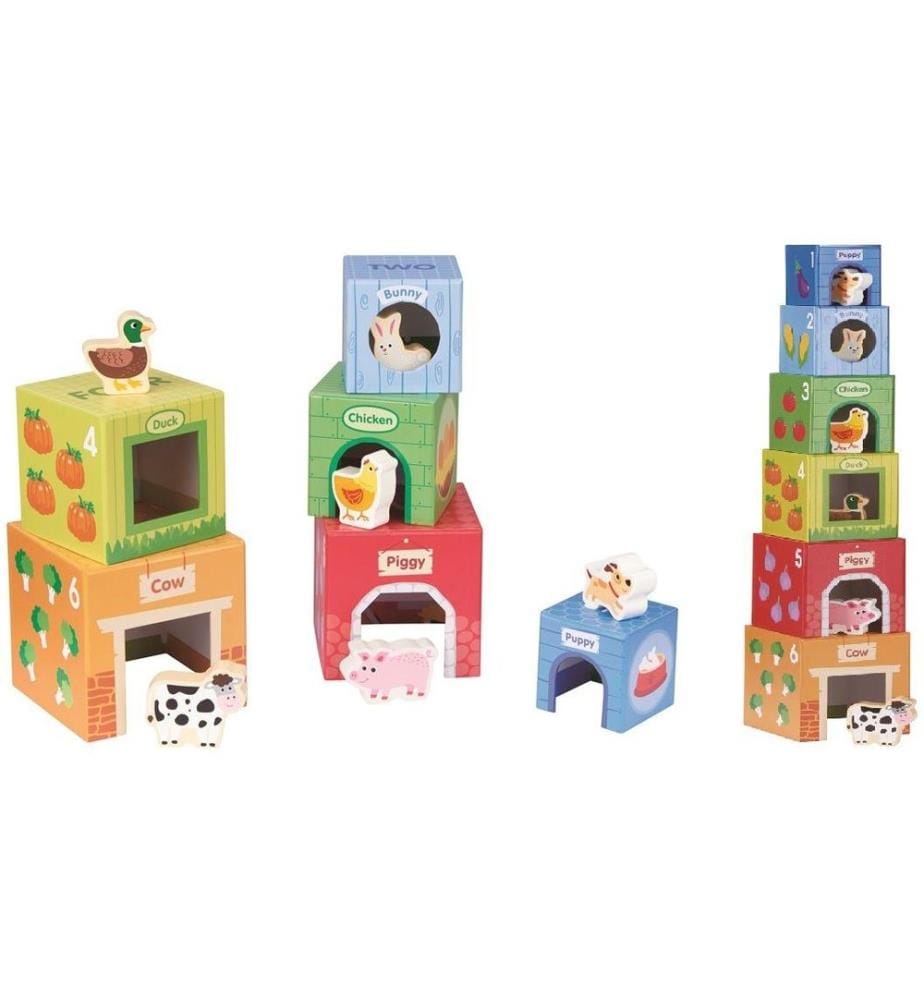 SPIELBA - Holzspielwaren Jouet empilable avec des animaux en bois