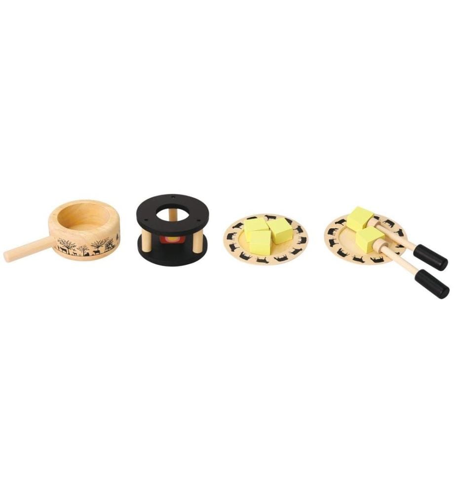 SPIELBA - Holzspielwaren Set à fondue avec assiette et fourchette