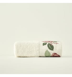 Serviette imprimée Rose 50x90 cm - Crème