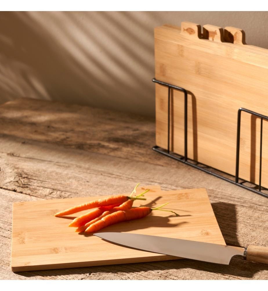 Set de planches à découper Curvi 4 pièces 28x24x7 cm - Naturel