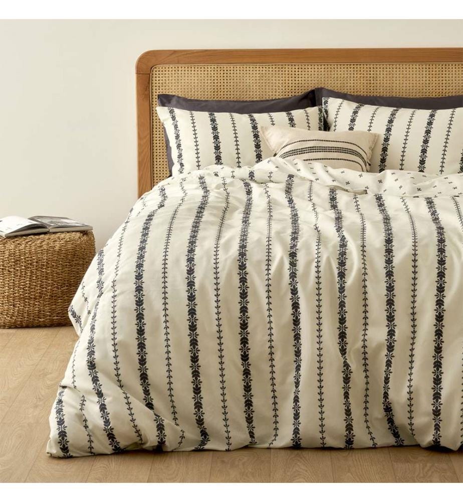 Parure de lit simple Olwen 160 x 220 cm - Blanc/Noir