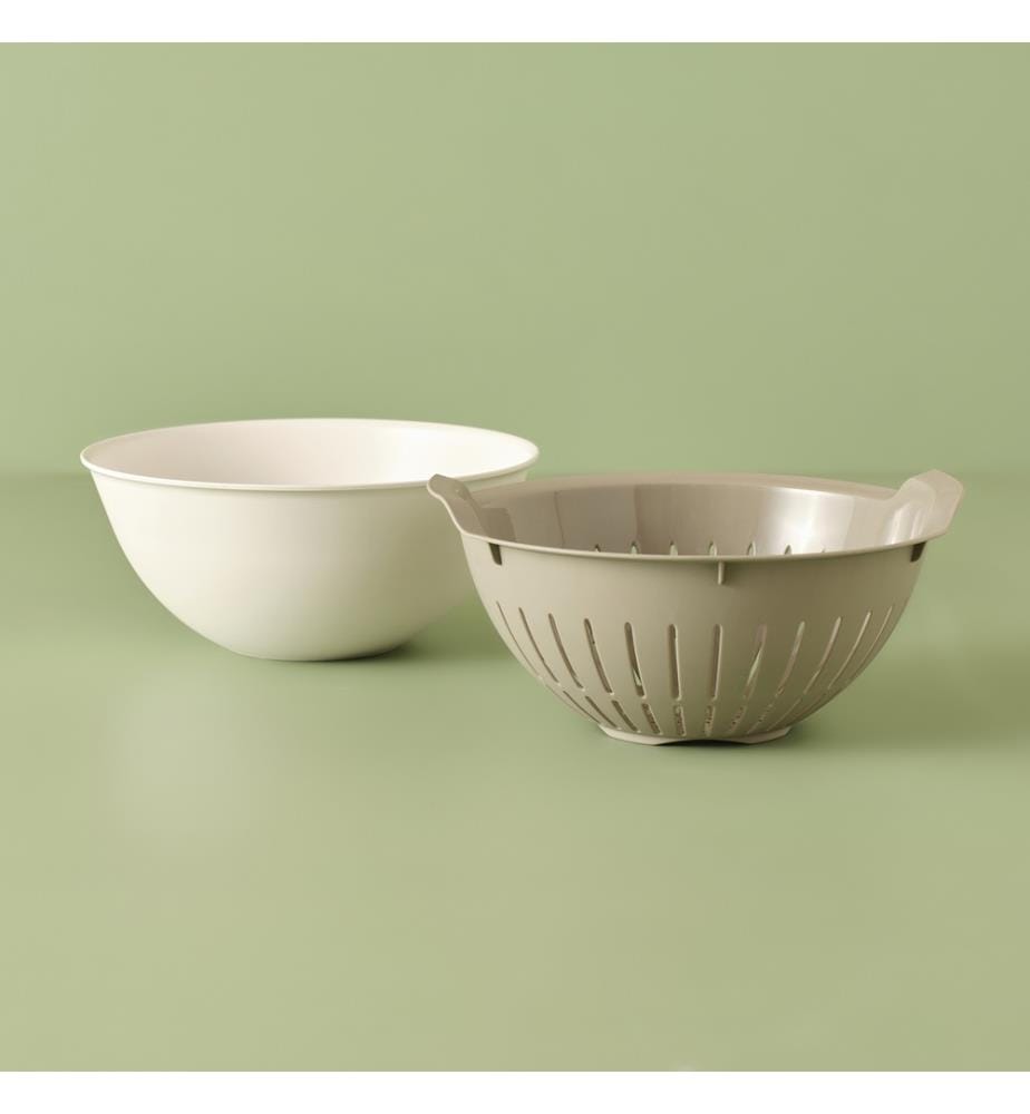 Strainer with bowl 25.5x25.5x10.8 cm - Beige