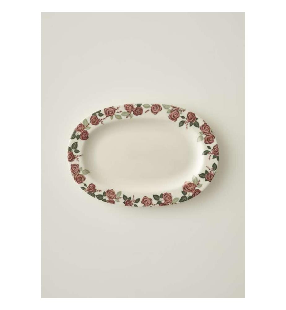 Piatto da portata con bordo rosa - 25 cm