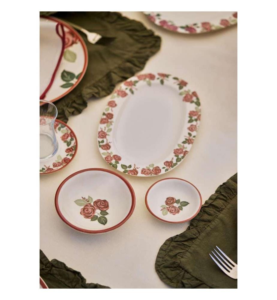 Piatto da portata con bordo rosa - 25 cm