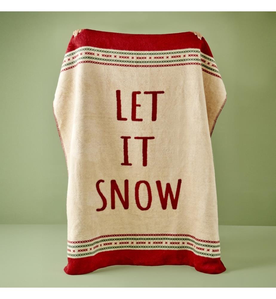 Coperta TV Let It Snow 130x170 cm - Rosso e verde