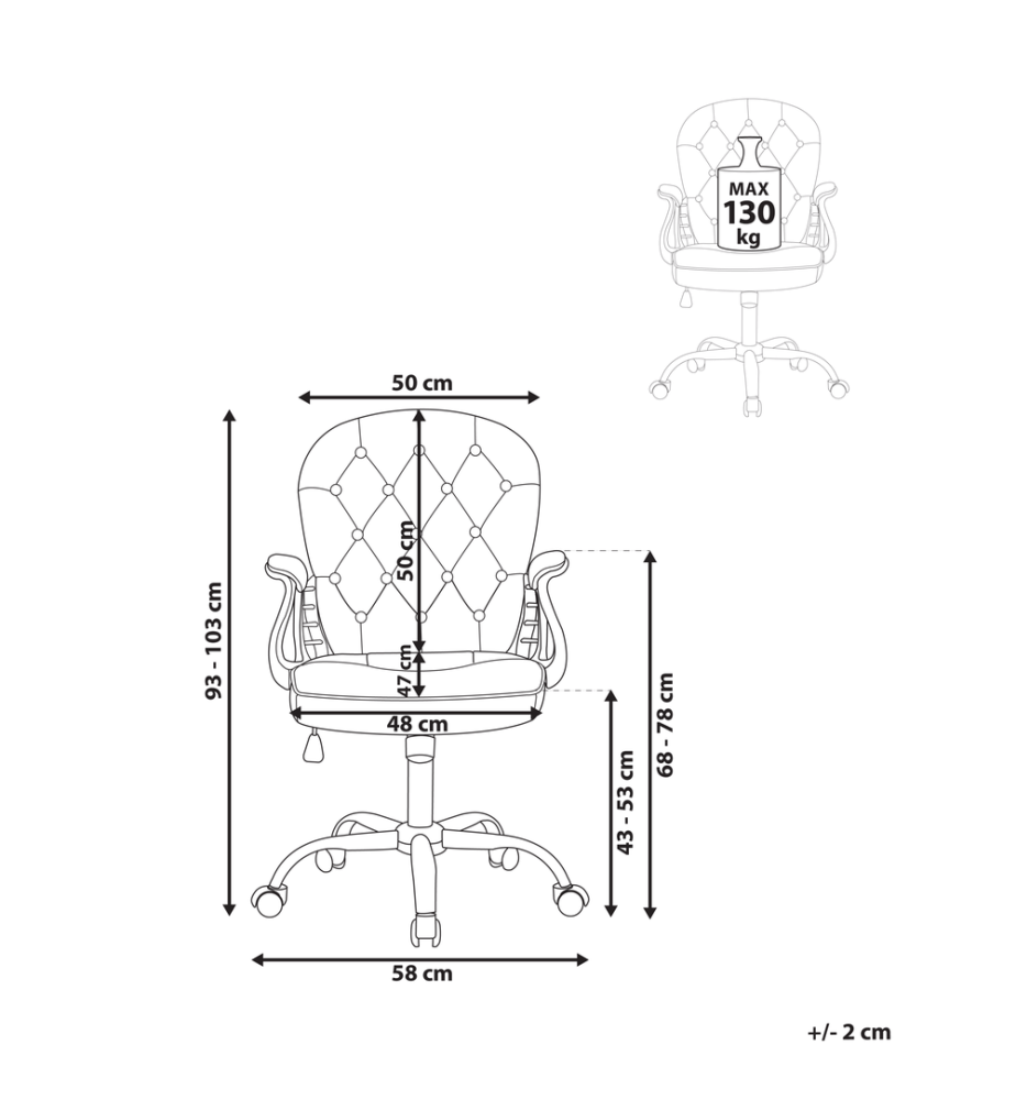 Chaise de bureau PRINCESS Cuir PU Rose
