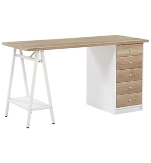 Scrivania HEBER Marrone/Bianco 140 cm 60 cm con Cassetti