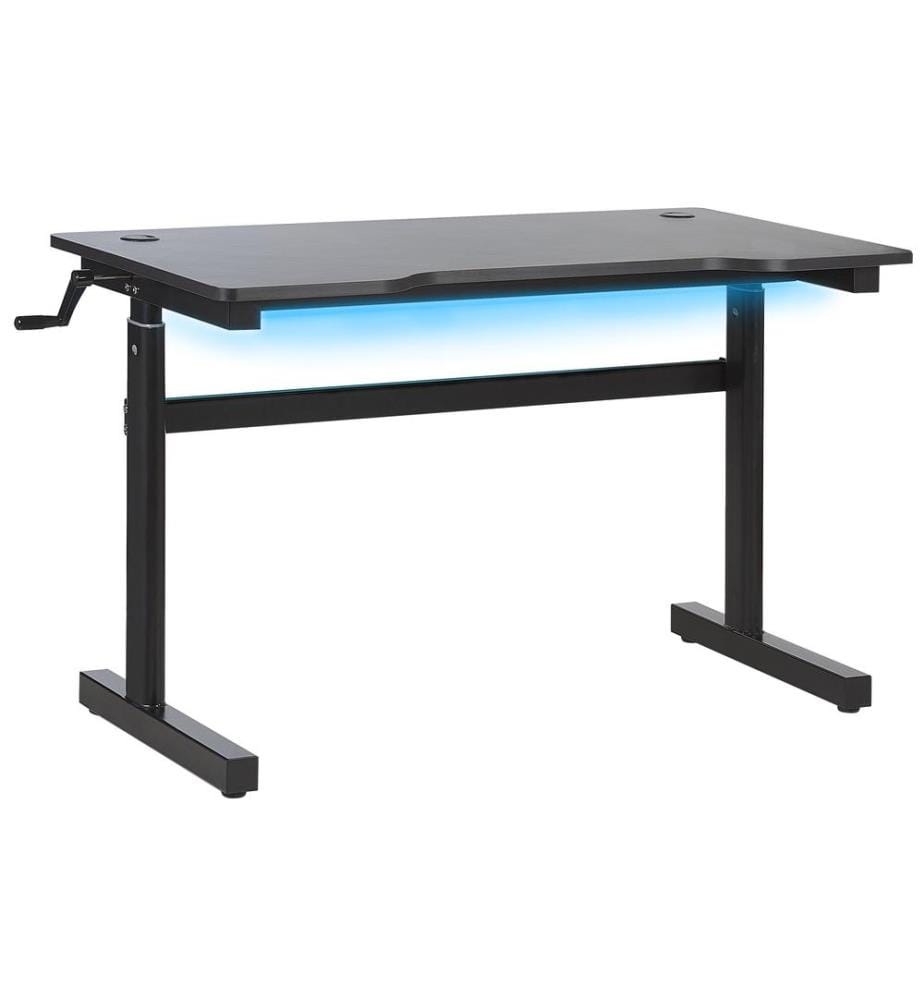 Scrivania da gaming regolabile manualmente DURBIN Nero 120 cm 60 cm LED RGB