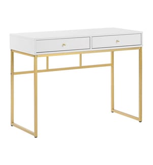 Tavolino consolle DAPHNE Bianco/Oro 100 cm 48 cm con Cassetti